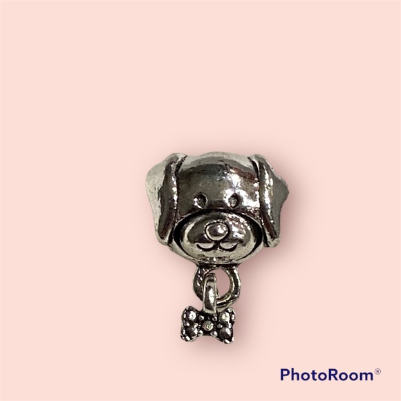 NEW•Silver925 Puppy DIY charm w/Bow tie dangle - Picture 2 of 7